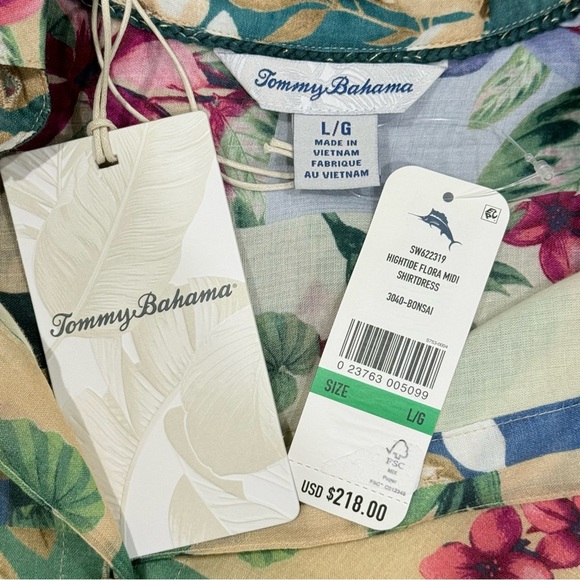 Tommy Bahama Womens Hightide Flora Midi Belted Button Front Shirt Dress NWT $218 - Picture 10 of 16
